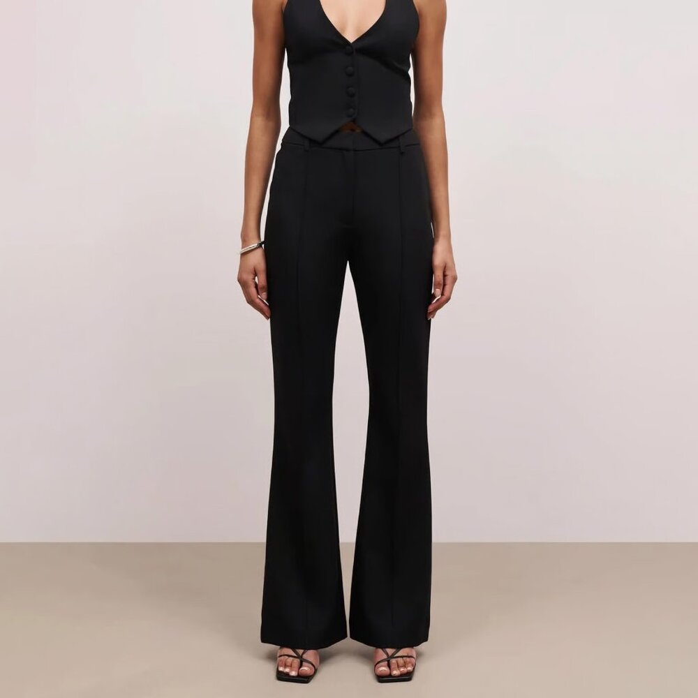 Because of Alice BOA. Wide Leg Suit Trousers in Black